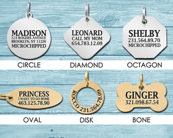 Dog Tag, Personalized Dog Tag, Pet ID Tag, Custom Dog Tag, Dog ID Tag, Custom Tag, Personalized Tag, Engraved Tag, Gold Plated, Brass, Steel