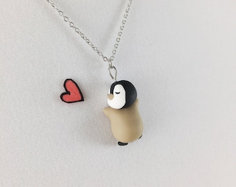 Cute Penguin Necklace // Gift for Her // Birthday Gift // Handmade Charm Necklace