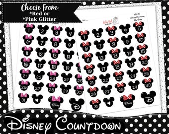 Disney Countdown Stickers - Disneyland Planner Stickers - Vacation Stickers - Happy Planner Stickers - Erin Condren Stickers - HS-45
