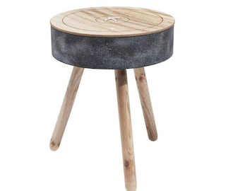 Storage small side table, button look, storage space for books, magazines, side table, vintage style