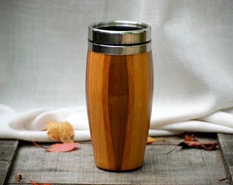 Handmade Walnut,Cherry and Mahogany Wood TravelMug