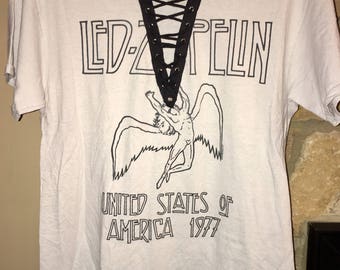 Led Zeppelin lace up band tee