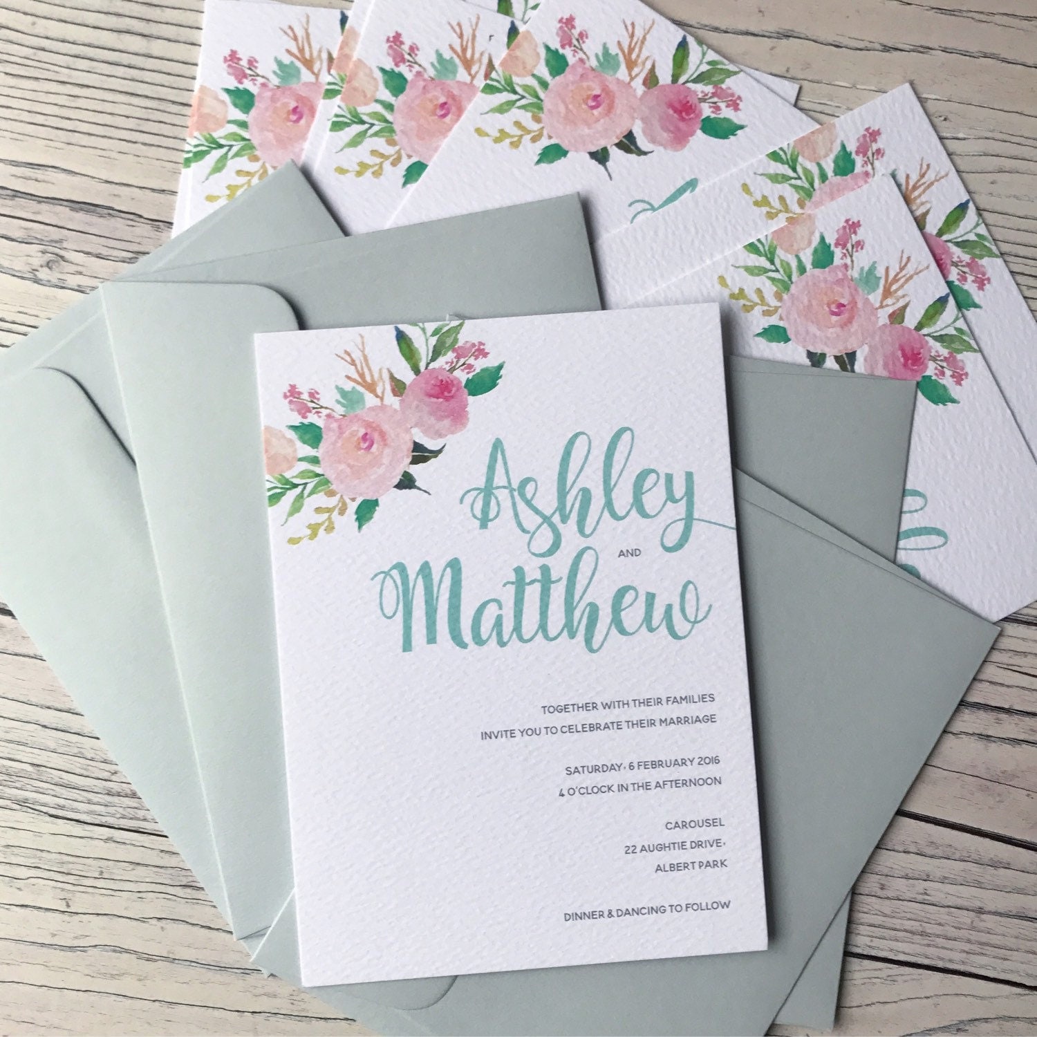 Floral Envelope Liner Wildflower Wedding Envelope