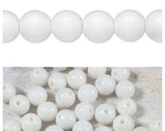 WHITE MOUNTAIN JADE 4mm round beads, natural gemstone, 50 bead package. Fourth of July, Independence Day