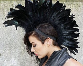 Black Rooster Feather Mohawk
