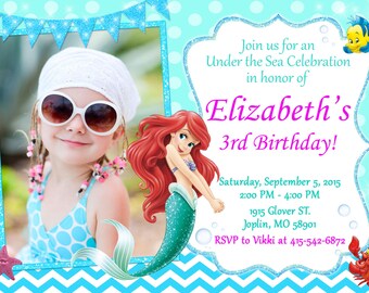 Little Mermaid Invitation Birthday - Ariel Invitation Party