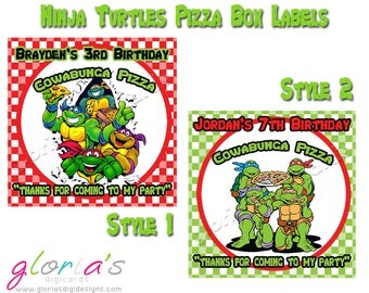 TMNT Pizza Box Label Printable Personalized Teenage Mutant