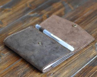 Personalized Leather Journal Cover, FREE USA SHIPPING, Leather Notebook Cover, Leather Field Notes Wallet, Notebook Cover, Chestnut Brown