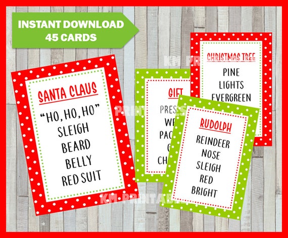 Christmas Taboo Printable Christmas Game Cards for Taboo