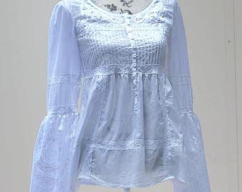 Festival Clothing Eco Friendly Upcycled Clothing Cotton Anniversary Gift for Her Women Clothes Hippie Boho Clothes Hippie Festival Music Top