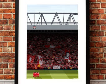 Liverpool FC Art, Anfield Illustrated Print, Liverpool FC gifts, Football Art, Gift for Men, Football Gifts, Football Posters