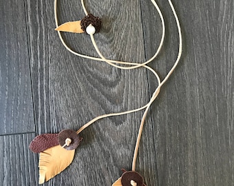 Leather wrapping choker/necklace with genuine leather details
