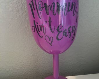 Purple insulated wine glass