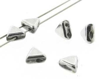 Kheops Par Puca Argentees Czech Glass Beads Triangle Shape 4 Making Bead Art Jewelry Designs // 6mm, 9gr Tube, Argentees