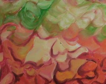 Greens with Orange Abstract