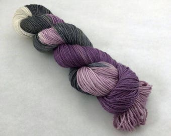 Hand Painted DK Weight 75/25 Superwash Merino and Silk Yarn - 230 yards - Violet Bloom