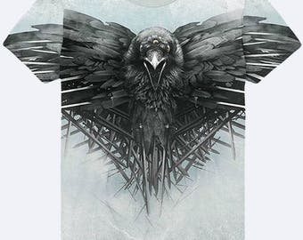2017 Game of Thrones Crown Flies Black Raven THREE EYED RAVEN 3D simbol shirt sign T-shirt new