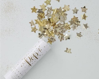 Metallic Gold Star Confetti Cannon - 15cm