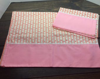 Vintage Pillowcase, Vintage Pink Pillowcase, Vintage Floral Pillowcase, Pink Rose Pillowcase