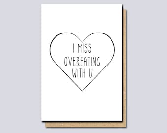 I miss you card, thinking of you card, funny miss you card, long distance card, card for boyfriend, card for girlfriend, funny greeting card