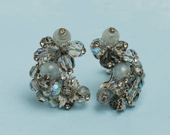 Vendome Cluster Clip On Earrings | 1950s Vintage