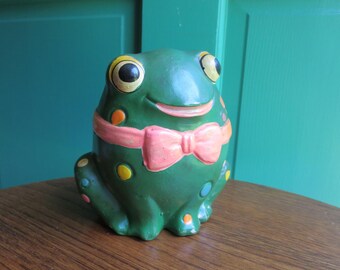 Vintage Retro Colorful Frog Bank Made in Taiwan