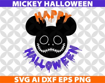 Mickey Halloween SVG, Eps Ai Dxf Png Monogran Silhouete Cricut Clipart Decal