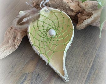 Peridot milkweed seed pod dream catcher