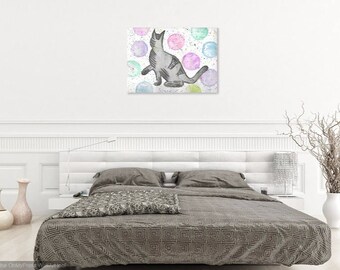 Instant download, original watercolor painting illustration, chatbulle