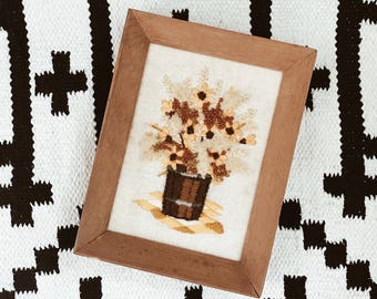 Vintage Framed Flower Embroideries