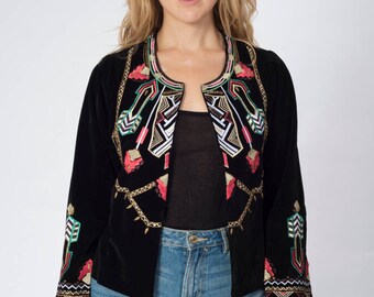 Black velvet jacket, sleeves jacket