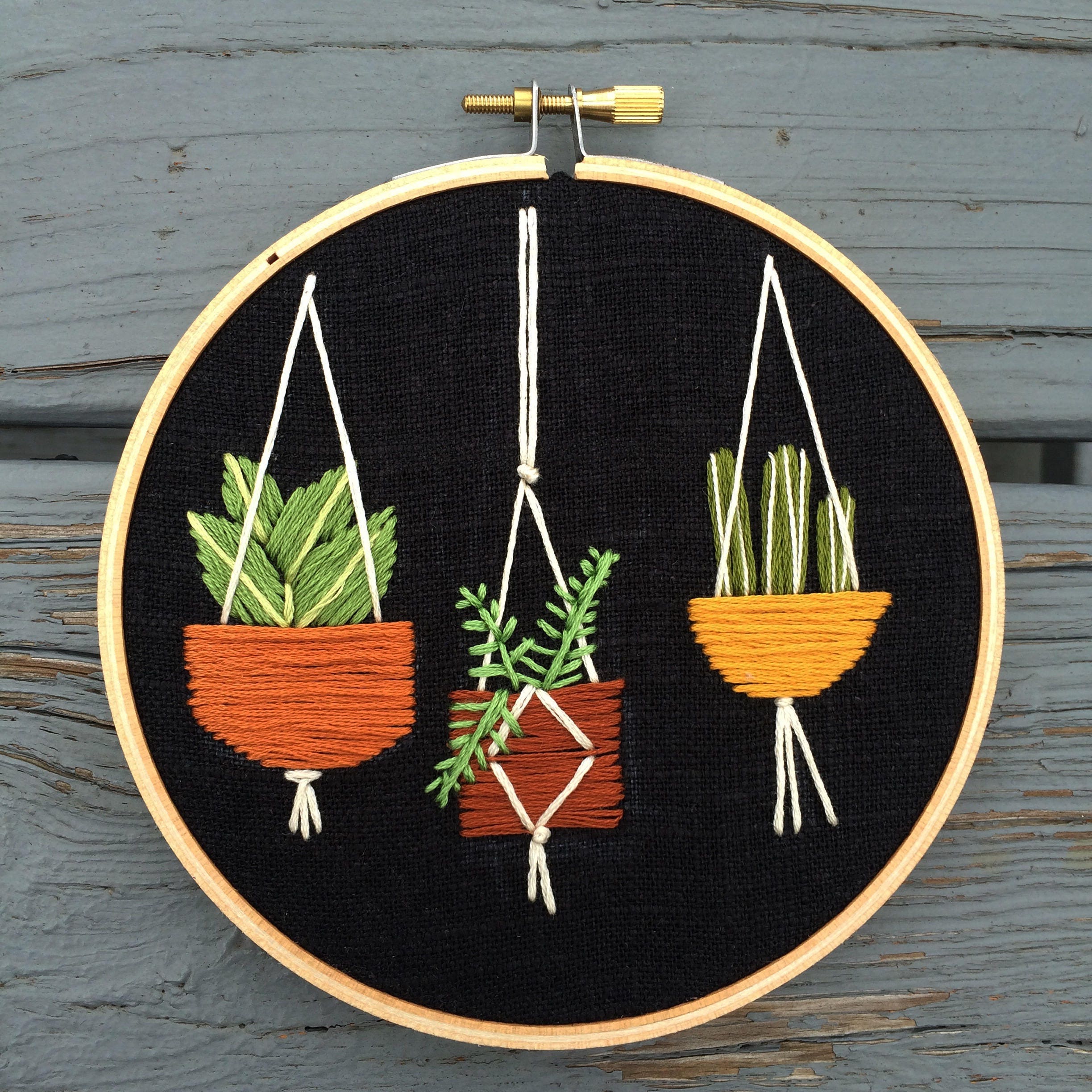 hanging plants embroidery hoop