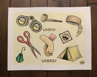 ORIGINAL Moonrise Kingdom (dir. Wes Anderson) tattoo flash painting