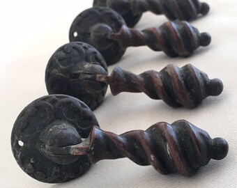 DRAWER KNOBS, 6 french antique bronze/metal furniture hardware, architectural salvage, vintage home decor, stunning!