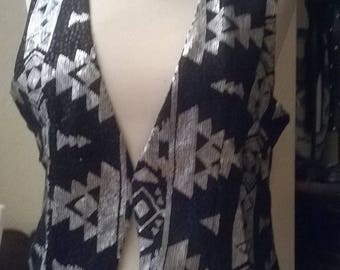 Glitter black and white tuxedo vest
