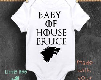 Baby of House, Customized, Game of thrones, Baby boy, Baby Onesie, GOT, New Baby, Baby shower gift, Funny baby onesie, Pregnancy gifts, Geek