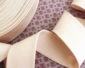 Stripe Bias Binding Cotton Fabric Folded Trim extra wide Beige 30mm
