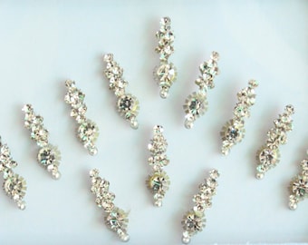 12 Silver Face Jewels,Wedding Bindis,Face Glitter Bindi,Silver Bindis Art,Bollywood Bindis,Long Bindis,Forehead Sticker,Face Gems Tattoos