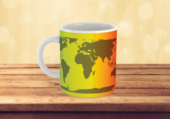 colored cup unique design world map personalized mug