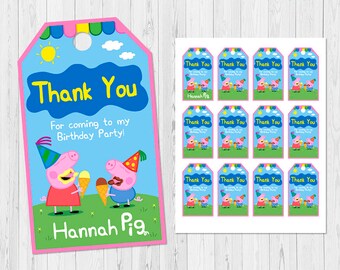 Peppa Pig THANK YOU TAG, Peppa Pig Favor Tags, Peppa Pig Gift Tag, Peppa Pig Birthday Tags, Peppa Pig Party Tag, Peppa Pig Label Tags, C-I4