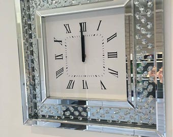 Mirrored Wall Clock mirror wall clock | etsy Mirrored Wall Clock mirror wall clock | etsy