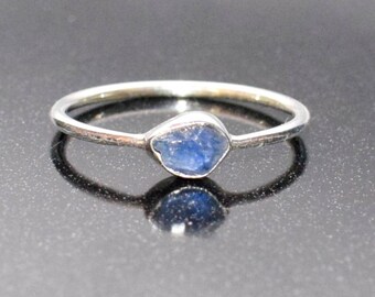 Raw Sapphire Ring in Sterling Silver
