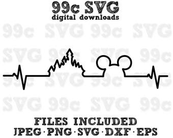 Mickey Magic Castle Heartbeat SVG DXF Png Vector Cut File Cricut Design Silhouette Cameo Vinyl Decal Disney Template Heat Transfer Iron