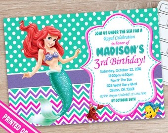 SALE 50% - Little Mermaid Invitation - The Little Mermaid Invitation - Little Mermaid Birthday Outfit - Little Mermaid Birthday Party