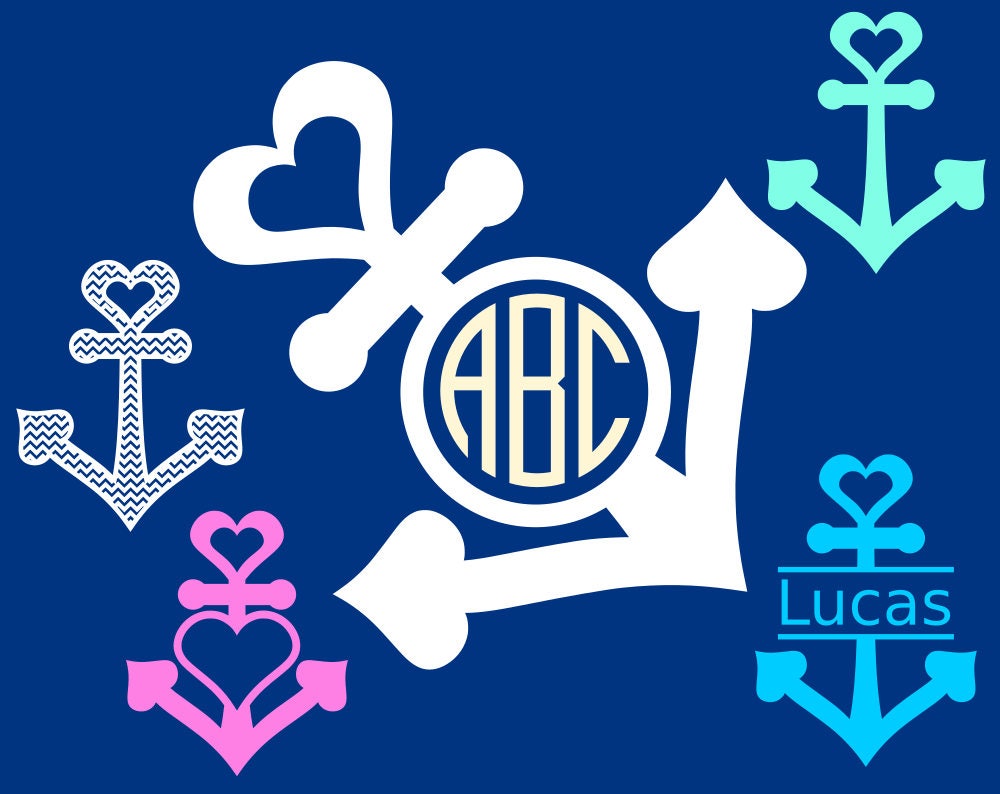 Download Love Anchor SVG File SVG Monogram Frames - Nautical ...