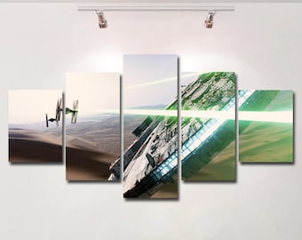 Star Wars poster Millennium Falcon canvas spaceship wall art print painting wall hanging home decor High Quality 5 piece set birthday Gift