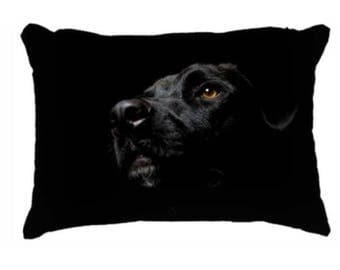 black lab holiday pillow