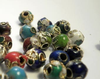 10 small cloisonne beads Asian 5.8 mm