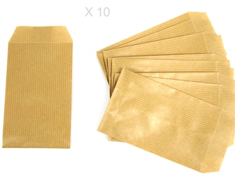 NATURAL 13 cm kraft paper gift pouches / 7 cm x 10 pieces
