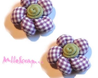 Set of 2 flowers embellishment scrapbooking card making 12 (ref.310) fabric *.